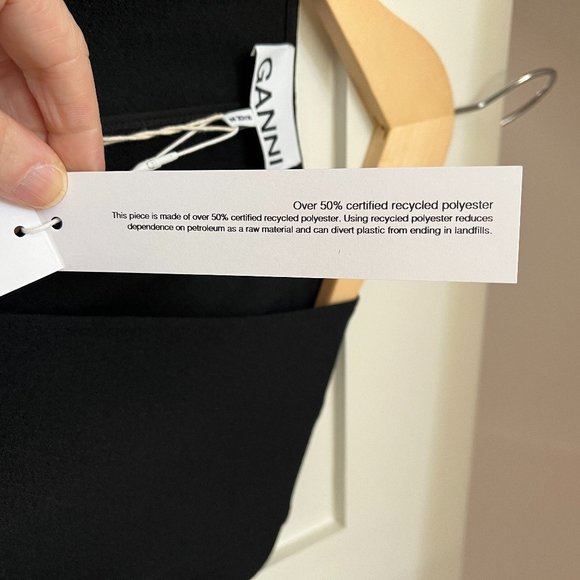 Ganni NWT Crepe Black wrap dress Size 36 US Small - Picture 11 of 11